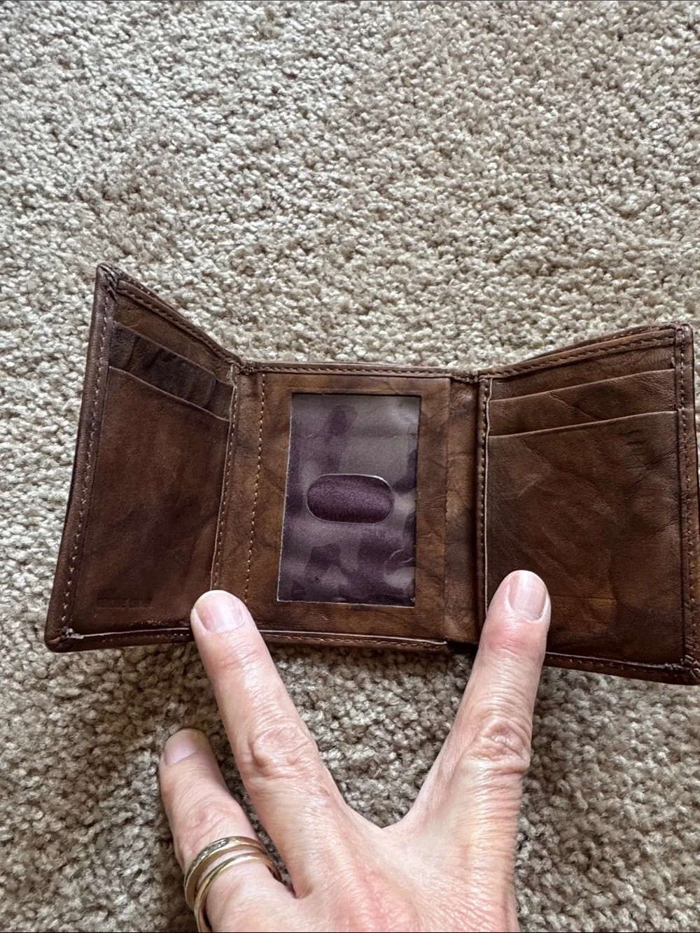 Classic Brown Leather Tri-Fold Wallet - Men's Accessory